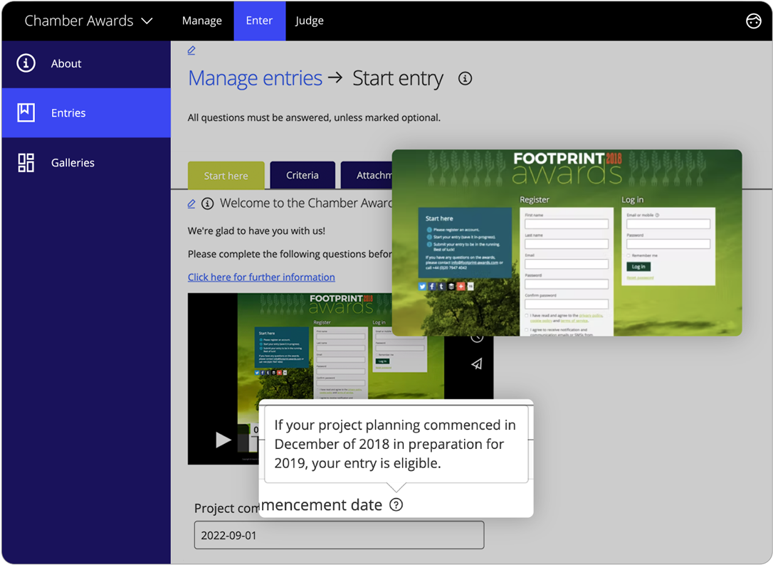 screenshot of Award Force